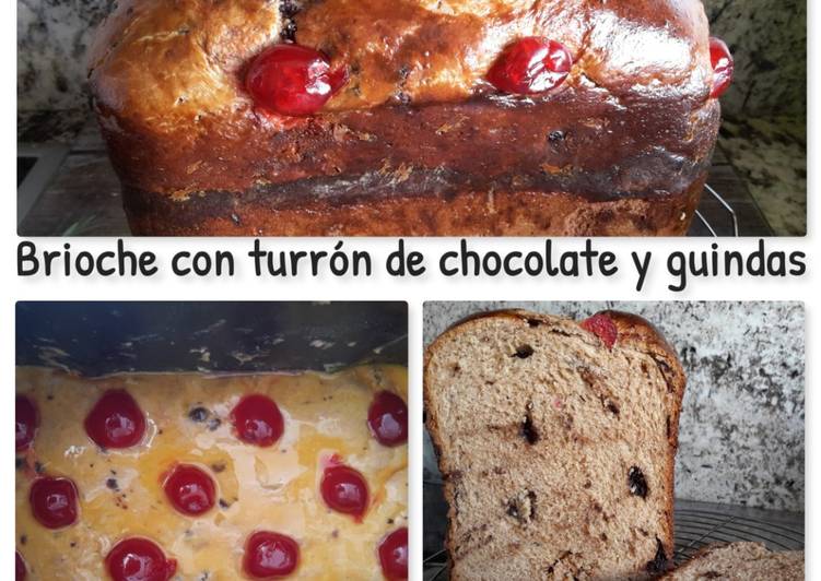 Brioche de turrón de chocolate con guindas al ron (en panificadora)