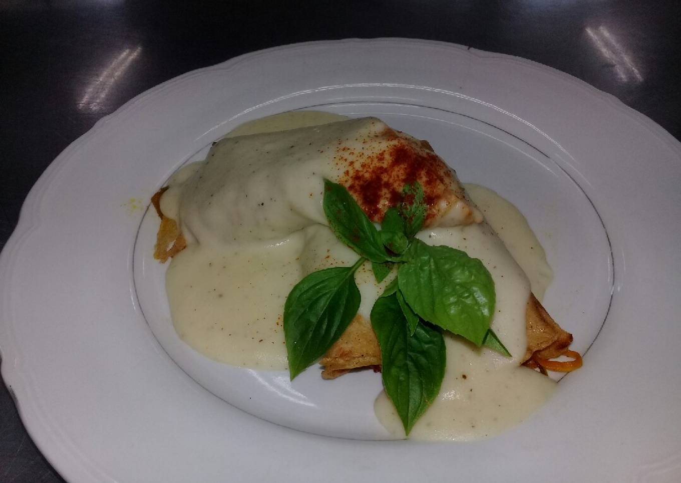 Creps con un sofrito de verduras