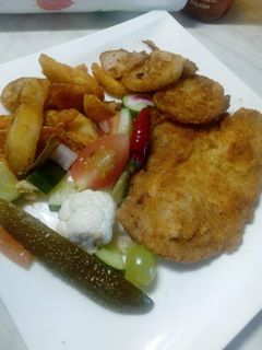Rántott karaj, rántott sampion gomba recept fotója