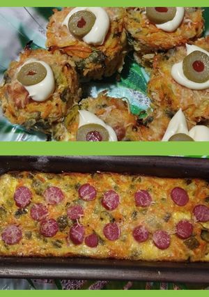 Una foto de Reciclado de ensalada de zanahoria y zapallitos hervidos: bocaditos fríos y budín caliente