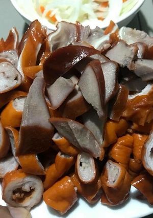 Hình của món Phá lẩu lòng heo.