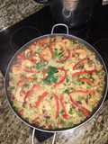 Paella pollo y langostinos