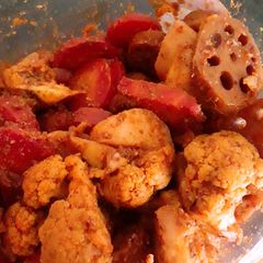 Carrot cauliflower turnip ka mitha pickle A picture of Carrot cauliflower turnip ka mitha pickle.
