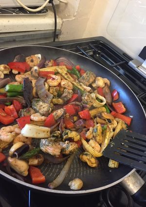 A picture of Sea food Stir Fry.