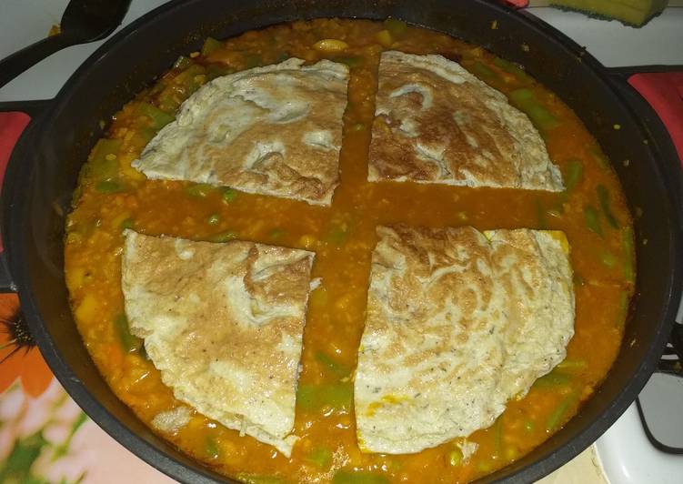 Paella de verduras y tortilla