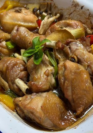 A picture of Oven-Baked Three Cup Chicken.