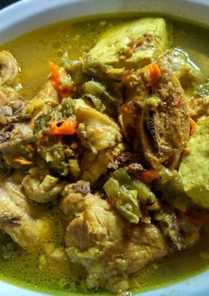 Foto resep Ayam tahu kuah kuning asam pedas