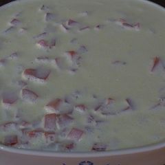 A picture of Rummy Sponge N Fruits in Lemon cream.