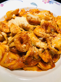 A picture of Tortellini with Shrimp 🍤.