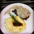Lomo de aguja con Champiñones y Puré de papa