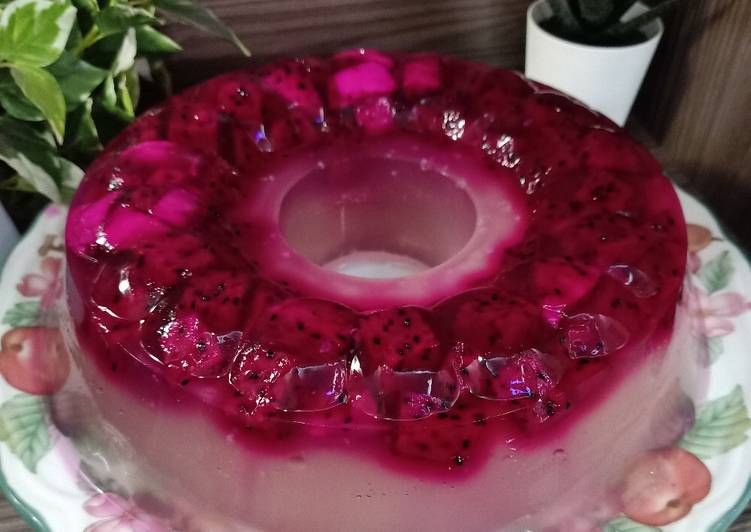 Resep Puding Kaca Buah Naga | Resep Membuat Puding Kaca Buah Naga Yang Lezat