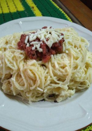 Foto resep Spaghetti Carbonara cornet beef