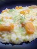 Risotto con crema di finocchio e datterini gialli confit