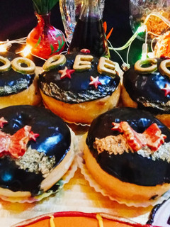 A picture of Homemade doughnuts.