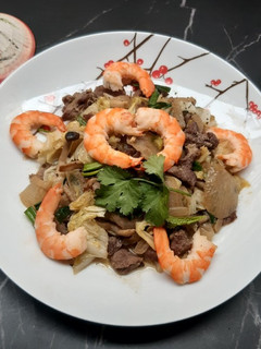 A picture of Stir-Fried Vegetables with Shrimp and Beef.