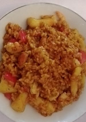 Una foto de Arroz meloso de sepia y gambas