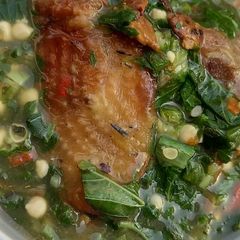 A picture of Okra and ewedu soup.