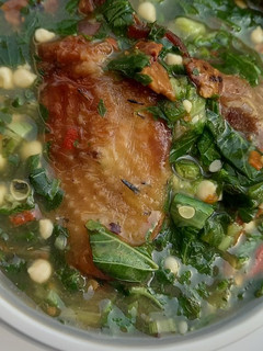 A picture of Okra and ewedu soup.