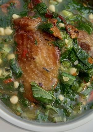 A picture of Okra and ewedu soup.