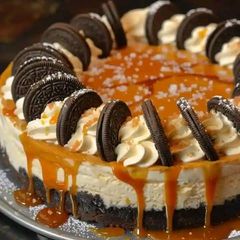 A picture of Oreo and Salted Caramel Cheesecake 🍰.