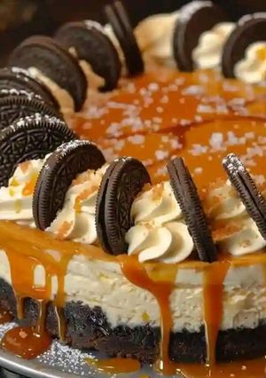 A picture of Oreo and Salted Caramel Cheesecake 🍰.