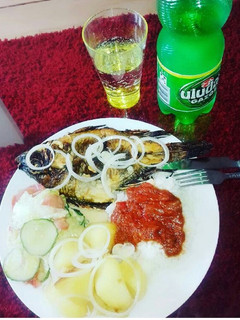 A picture of Fish salad with Irish potatoes.