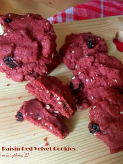 Foto resep Raisin Red Velvet Cookies (No Mixer)
