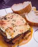 Lasagna de berenjena y zucchini con pollo y champiñones