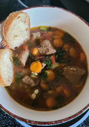 A picture of Instant pot beef barley soup.