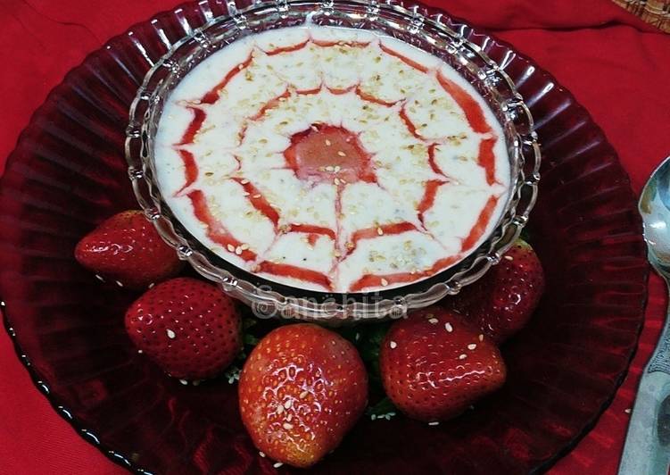 Simple Way to Make Ultimate Strawberry Flavoured Sesame Pudding