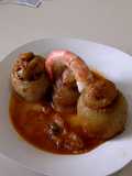 Cebollas Rellenas de camarones,gambas