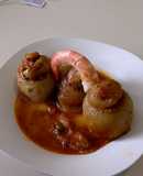 Cebollas Rellenas de camarones,gambas
