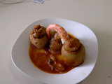 Cebollas Rellenas de camarones,gambas