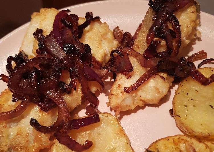Bacalao con cebolla roja