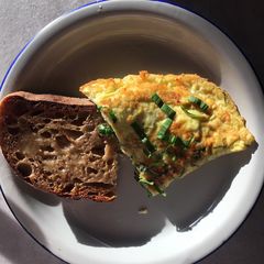 A picture of La-di-da duck egg & wild garlic omelette.