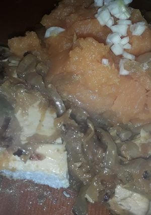 Una foto de Pollo a la mostaza con puré de calabaza light