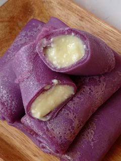 Foto resep (Sourdough Discard) Dadar Gulung Taro isi Vla Keju