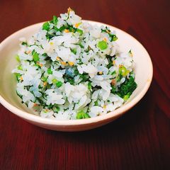 Rice dish with kale and sesame seeds A picture of Rice dish with kale and sesame seeds.