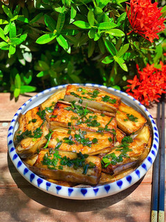 Hình của món Cà Tím Chiên Sốt Dầu Hành (Món Chay).