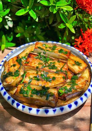 Hình của món Cà Tím Chiên Sốt Dầu Hành (Món Chay).