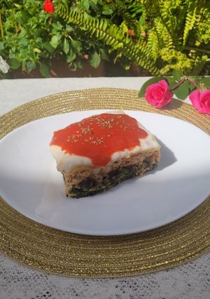 Una foto de Lasagna de salmón