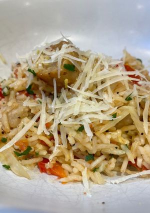 A picture of One pot sausage and fennel rice.