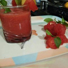 A picture of Beat the Heat with the smoothie.
