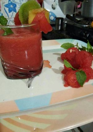 A picture of Beat the Heat with the smoothie.