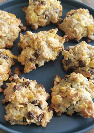 Une photo de Cookies aux corn flakes et aux pépites de chocolat