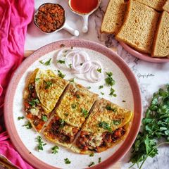 A picture of Cheesy bhaji Omellete.