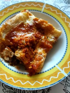 Vöröslencsés-gombás lasagne recept fotója