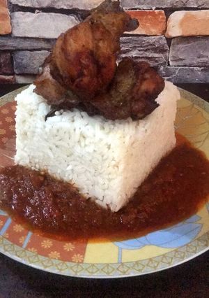 A picture of Rice and chicken stew.
