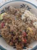 Guisito vegano de lentejas y arroz integral orgánico