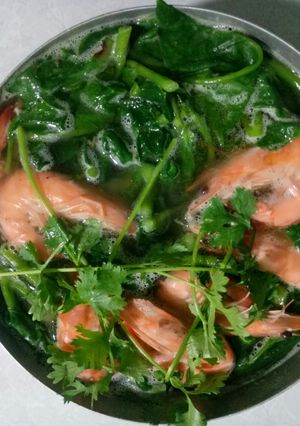 Hình của món Canh rau mồng tơi với tôm.